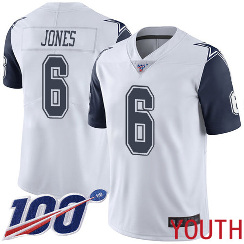 Youth Dallas Cowboys Limited White Chris Jones 6 100th Season Rush Vapor Untouchable NFL Jersey